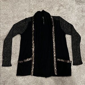 Miss Me Black Knit Cardigan/Sweater with Gold Details